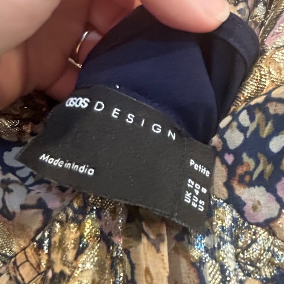 ASOS DESIGN mini smock dress tie waist ditsy Floral print chiffon Petite Size 8 - Picture 10 of 15